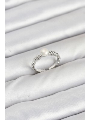 Uravas Store Pirinç Gümüş Renk Göbek Inci Model Kadın Yüzük