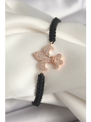 Uravas Store Pirinç Renk Zirkon Taşlı Zambak Model Asansörlü Makrome Model Kadın Bileklik - TJ-BB6802