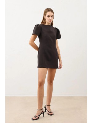 Antioch Kahve Pilili Kısa Kadın Elbise