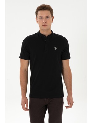 U.S. Polo Assn. Erkek Regular Fit Hakim Yaka Siyah Tişört 50324794-VR046