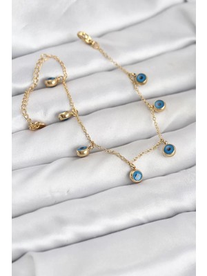 Uravas Store Çelik Gold Renk Nazar Model Kadın Bileklik - TJ-BB8165