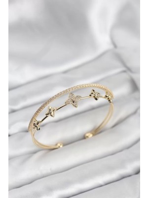 Uravas Store Pirinç Gold Renk Çiçek Model Kadın Bileklik - TJ-BB8253