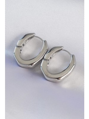 Uravas Store Pirinç Gümüş Renk Kalın Kemik Model Küpe - TJ-BKP8981