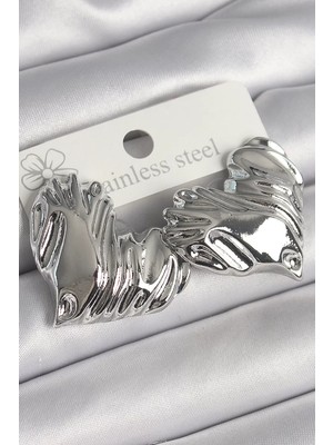 Uravas Store Pirinç Gümüş Renk Işlemeli Model Kadın Küpe - TJ-BKP10224