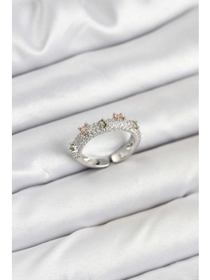 Uravas Store Pirinç Gümüş Renk Zirkon Taşlı Kadın Yüzük