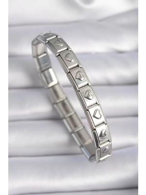 Uravas Store Çelik Gümüş Renk Işleme Nomination Model Kadın Bileklik - TJ-BB6461