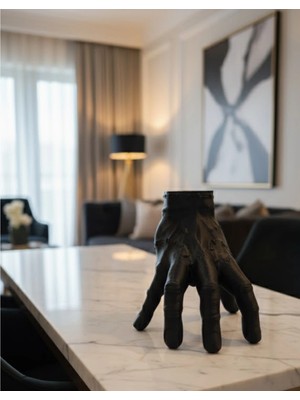 Uravas Store 3D Siyah El Heykeli 17X16 cm Raf Masa Üstü Dekor