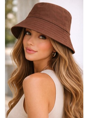 Aydın Şapkacınız Kadın Pamuk Kova Şapka (Bucket Hat) – Günlük Şık & Rahat Kullanım | Yazlık Basic Model (58 CM)