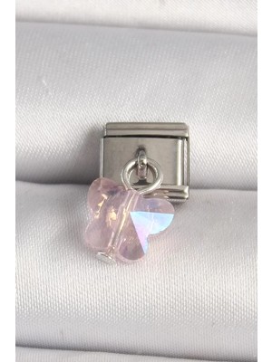 Uravas Store Çelik Gümüş Renk Pembe Zirkon Taşlı Model Nomination Charm - TJ-BC1319