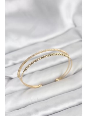 Uravas Store Dorika Model Pirinç Gold Renk Kadın Bileklik - TJ-BB8249