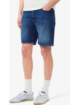 Lacoste Men's Straight Fit Denim Dark Blue Bermuda Jean Shorts Erkek Düz Kesim Bermuda Kot Şort Koyu Mavi