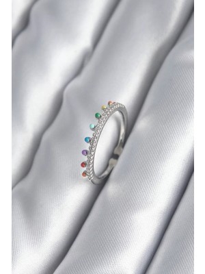 Uravas Store Pirinç Gümüş Renk Zirkon Taş Detay Kadın Yüzük - TJ-BYK2998