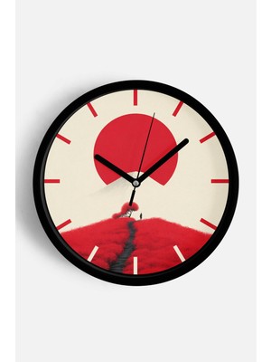 JHAAR Soyut - Bohem - Doğa - Deniz Manzaralı Modern Duvar Saati - 25CM - Önü Camlı Siyah Kasa