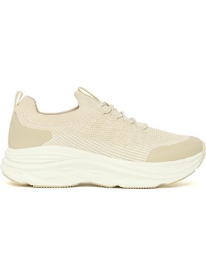 Derimod Zero Kadın Krem Kalın Tabanlı Bağcıklı Kumaş Sneaker 26PFE49536F