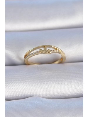 Uravas Store Pirinç Gold Renk Zirkon Taşlı Model Kadın Yüzük - TJ-BYK3302