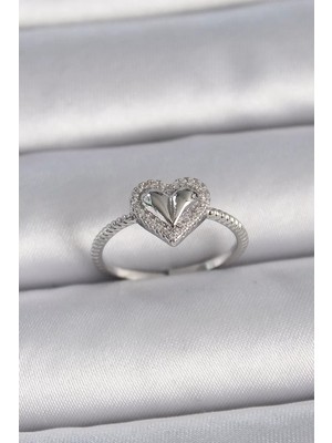 Uravas Store Pirinç Gümüş Renk Ayarlanabilir Zirkon Taşlı Model Kadın Yüzük - TJ-BYK3395