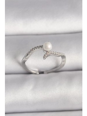 Uravas Store Pirinç Gümüş Renk Zirkon Taşlı Ayarlanabilir Yüzük - TJ-BYK3548