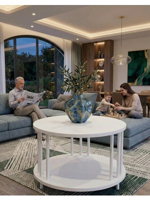 Mooncapella Orta Sehpa Yuvarlak Sehpa Zigon Sehpa Iki Katlı Gazetelikli Sehpa