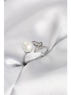 Uravas Store Incili Model Gümüş Renk Zirkon Taşlı Kadın Yüzük - TJ-BYK4130