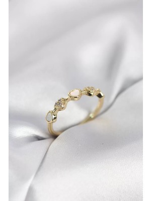 Uravas Store Gold Renk Model Zirkon Taşlı Pirinç Kadın Yüzük - TJ-BYK4062