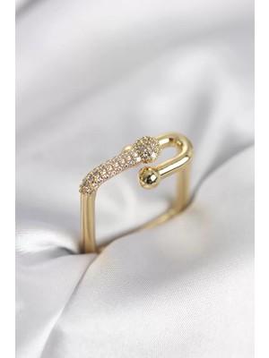 Uravas Store Gold Renk Zirkon Taşlı Tifani Model Kare Kadın Yüzük - TJ-BYK4001