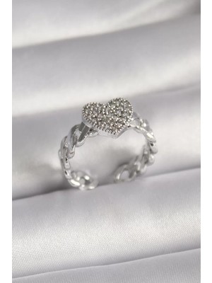 Uravas Store Pirinç Gümüş Renk Zirkon Taşlı Model Kadın Yüzük - TJ-BYK3093