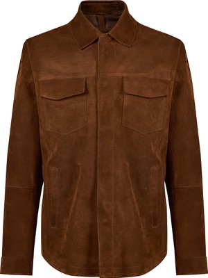 Derimod Matias Erkek Kahverengi Süet Deri Gömlek Ceket 26SGE660110