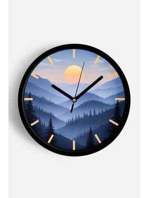 JHAAR Soyut - Bohem - Doğa - Deniz Manzaralı Modern Duvar Saati - 25CM - Önü Camlı Siyah Kasa