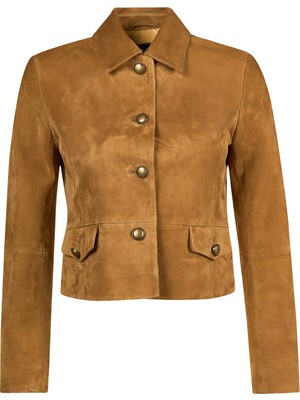 Derimod Almira Kadın Camel Kısa Süet Deri Ceket 26SGE566810