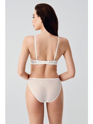 Cotonhause Kadın Destekli Push-Up Ekru Sütyen Takım – Dantel Işlemeli Model C0T6N1433