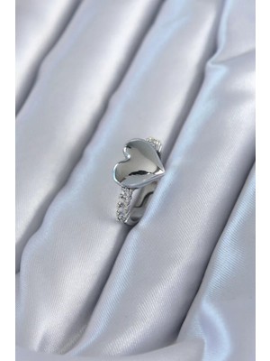 Uravas Store Gümüş Renk Pirinç Zirkon Taşlı Model Kadın Yüzük - TJ-BYK2820