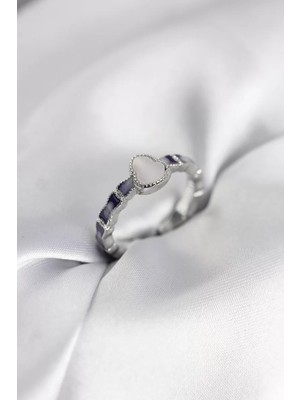 Uravas Store Gümüş Renk Mineli Su Kabağı Model Kadın Yüzük - TJ-BYK3954