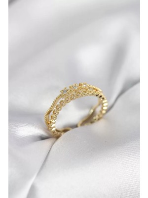 Uravas Store Gold Renk Yıldızlı Model Kadın Yüzük - TJ-BYK4117