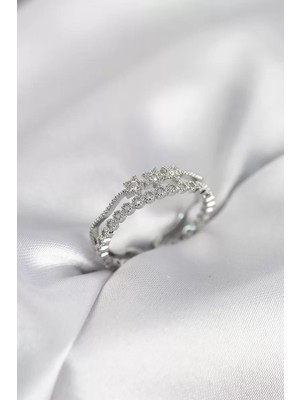 Uravas Store Gümüş Renk Yıldızlı Model Kadın Yüzük - TJ-BYK4116