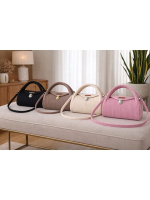 Mtg Jüt Tasarım Lotus Model Omuz Çantası Şık Kullanım Kordon Halattan El Emeği