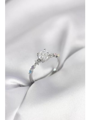 Uravas Store Tek Taş Model Zirkon Taşlı Gümüş Renk Kadın Yüzük - TJ-BYK3994