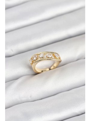 Uravas Store Pirinç Gold Renk Zirkon Taşlı Kadın Yüzük - TJ-BYK3872