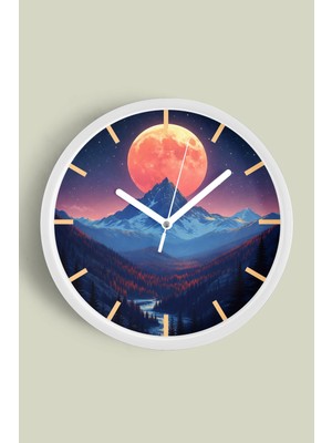 JHAAR Soyut - Bohem - Doğa - Deniz Manzaralı Modern Duvar Saati - 25CM - Önü Camlı Beyaz Kasa