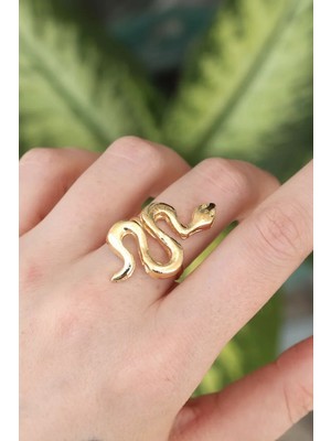 Uravas Store Pirinç Gold Renk Ayarlanabilir Yılan Yüzük - TJ-BYK3164