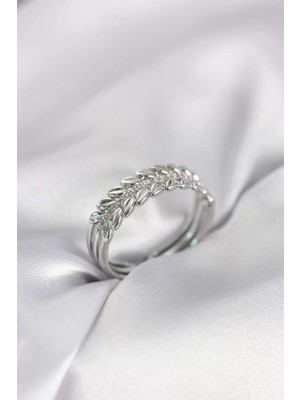 Uravas Store Gümüş Renk Başak Model Zirkon Taşlı Kadın Yüzük - TJ-BYK4023