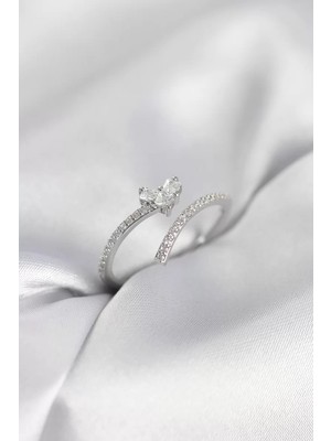 Uravas Store Gümüş Renk Zirkon Taşlı Kuyruklu Model Kadın Yüzük - TJ-BYK4014