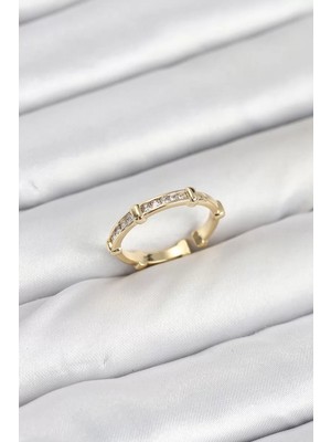 Uravas Store Pirinç Gold Renk Kemik Model Zirkon Taşlı Kadın Yüzük - TJ-BYK3888