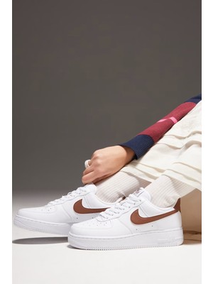 Nike Air Force 1 07 Af1 Next Nature Womens Sneaker Kadın Günlük Spor Ayakkabı Beyaz-Kahverengi