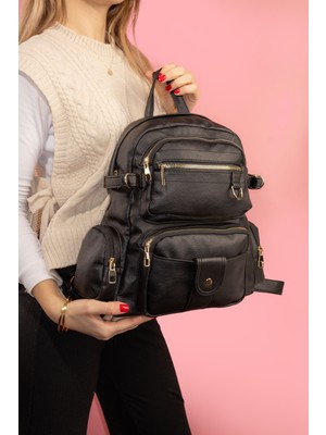 Westbag 2'li Kadın Suni Deri Çok Gözlü Sırt Çantası