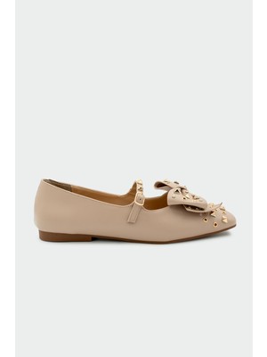 Laminta Jetson Zımba Detaylı Nude Kadın Fiyonklu Babet