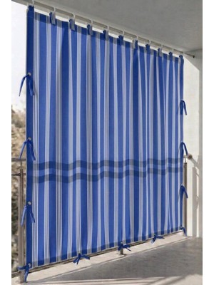 Ceylan Home Üstten Halkalı, 3 Tarafı Kuş Gözlü Bahçe Brandası | Balkon & Teras Perdesi | Mavi Ince