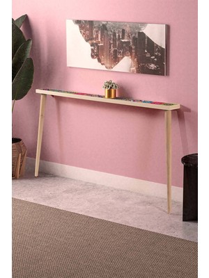 Feyza Design Pembe Doğal Ağaç Traverten Taşlı Dresuar 142X12CM