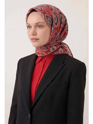 Silk Home Pamuk Karışımlı Soft Eşarp Baklava Desen Bordo 90X90