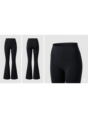 CHNA Siyah Yüksek Bel Ispanyol Paça Tayt Pantolon Özel