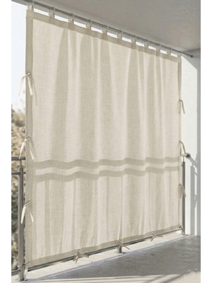 Ceylan Home Üstten Halkalı, 3 Tarafı Kuş Gözlü Bahçe Brandası | Balkon & Teras Perdesi | Krem